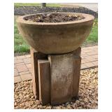 Pair of Large Concrete Garden Planters on Pedestal Bases, 3 Feet Tall