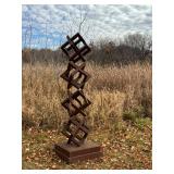 Metal Geometric Outdoor Sculpture 73 Inch Tall