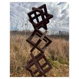 Metal Geometric Outdoor Sculpture 73 Inch Tall
