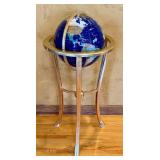 LR - Inlaid Gemstone Globe with Gold-Tone Stand, 42 Inch Height