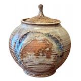 LR - Handcrafted Lidded Studio Pottery Jar, 10 Inch Tall