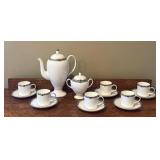 LR - Wedgwood Amherst Bone China Coffee Set with 10 Cups, Coffee Pot, Sugar Bowl, and Creamer