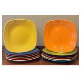 Set of 12 Fiesta 11-Inch Square Plates Assorted Colors