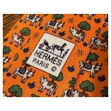 Hermes Paris Silk Tie with Cow and Tree Motif