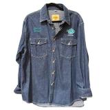 Hard Rock Cafe Kowloon Denim Shirt XL with Guitar Buttons
