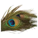 K - Set of 3 Peacock Ornaments with Glass Body and Real Feathers