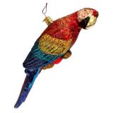 JW Glass Parrot Holiday Ornament with Multicolor Glitter Finish