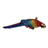JW Glass Parrot Holiday Ornament with Multicolor Glitter Finish