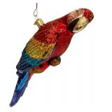 JW Glass Parrot Holiday Ornament with Multicolor Glitter Finish