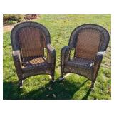 G - Pair of Wicker Style Rocking Chairs for Patio or Indoor Use