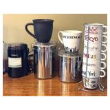 K - Breville Coffee Maker with Cuisinart Grinder, Storage Canisters, and Assorted Mugs Set