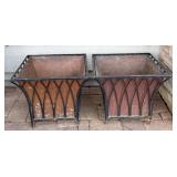 SY - Pair of Square Planters with Copper Liners and Metal Frames