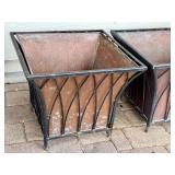 SY - Pair of Square Planters with Copper Liners and Metal Frames