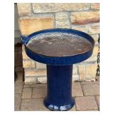 SY - Blue Ceramic Bird Bath with Decorative Bird Figures