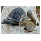 SY - Cast Iron Turtle Garden Statue and Metal Squirrel Sprinkler
