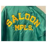 Vintage Saloon MPLS Green Satin Varsity Jacket Size M