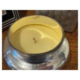 LR - Home Decor Collection with 2 Silver Picture Frames, Glass Candle Holder, and Anthropologie Candle