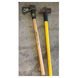 2 Heavy Duty Sledgehammers with Wood and Fiberglass Handles