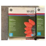 G - Lot of 4 GE 50 LED C7 Holiday String Lights Red and Blue