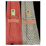 Set of 2 Vineyard Vines Silk Ties Shark and Whale Pattern