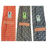 Set of 3 Vineyard Vines Silk Ties with Butterfly, Flower, and Watermelon Patterns