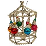 Vintage Glass Carousel Ornament with Colorful Clown Figures