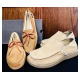 BS - Lot of 2 Casual Shoes: Hush Puppies Moccasin Slippers & Crocs Canvas Slip-Ons