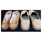 BS - Lot of 2 Casual Shoes: Hush Puppies Moccasin Slippers & Crocs Canvas Slip-Ons
