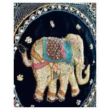 LR - Embroidered Elephant Textile Wall Hangings Set, 65-Inch Runner and Square Panel
