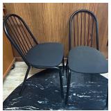 BS - Pair of Black Metal Dining Chairs with Cushioned Seats