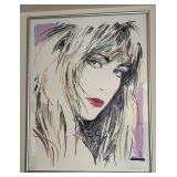 BS - Peter Max Framed Signed Limited Edition Print Blonde Woman Portrait