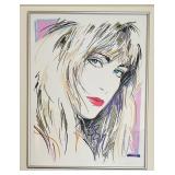 BS - Peter Max Framed Signed Limited Edition Print Blonde Woman Portrait