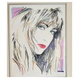 BS - Peter Max Framed Signed Limited Edition Print Blonde Woman Portrait