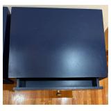 ENT - Pair of Modern Black Wood Nightstands with Drawers and Built-In Outlets