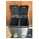 BS - Dual Compartment Stainless Steel Recycling and Trash Bin with Pedal Lids