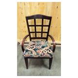 Vintage wood table with metal legs and casters, and 4 solid wood chairs