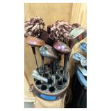 Two right handed sets of clubs and bags = Taylor made, mizunos, and vintage woods