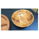 Wood Serving dish, basket, and basket with warming plate