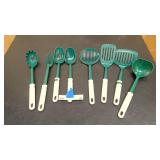 Set of green utensils