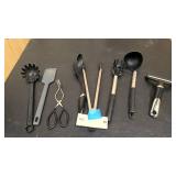 Set of black kitchen utensils