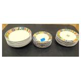 Set of Majesticware bowls 7, small plates 8, and  smaller plates 8