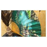 Small wood decorative shelf, Stray table dcor, and bamboo fan