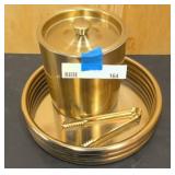 Gold Ice bucket, tray, and tongs
