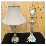 Pair of vintage brass table lamps (one missing shade)