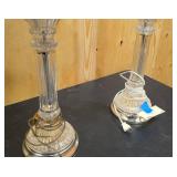 Pair of vintage brass table lamps (one missing shade)