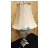 Vintage white table lamp with shade 29" tall