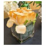 3 decorative vases with fake flowers