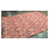 Outdoor and Indoor large red patterned rug 86" by 126"