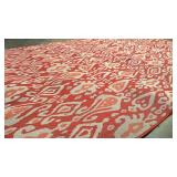 Outdoor and Indoor large red patterned rug 86" by 126"