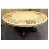 Solid Wood Large Round Decorative Dining Table 63"